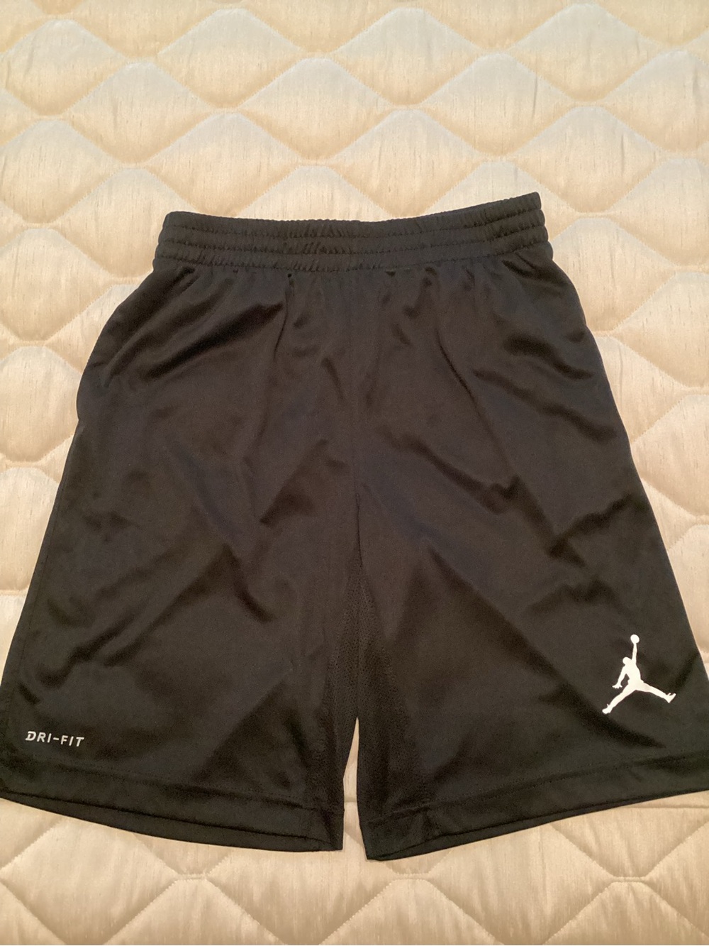Jordan Youth Large Black Athletic Dri-FIT Shorts with White Jumpman